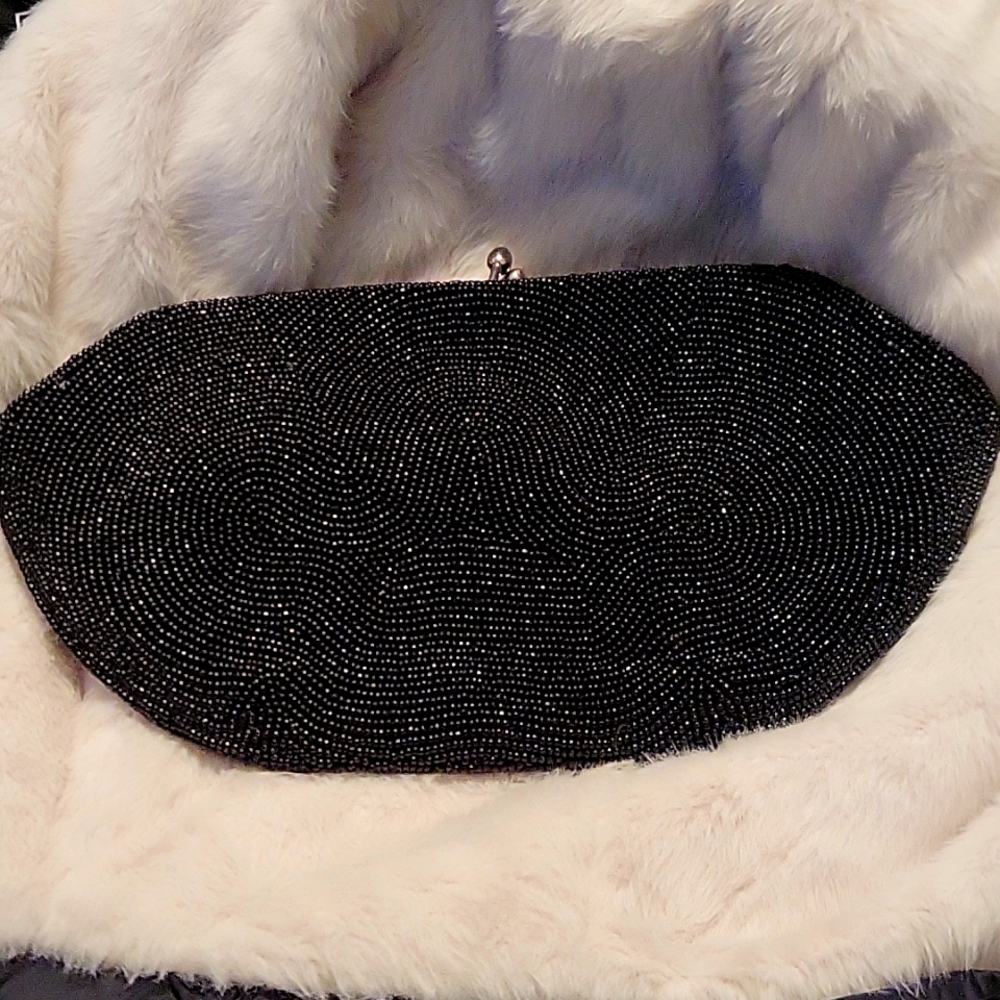 Miranda Black Beaded Starburst Evening Clutch